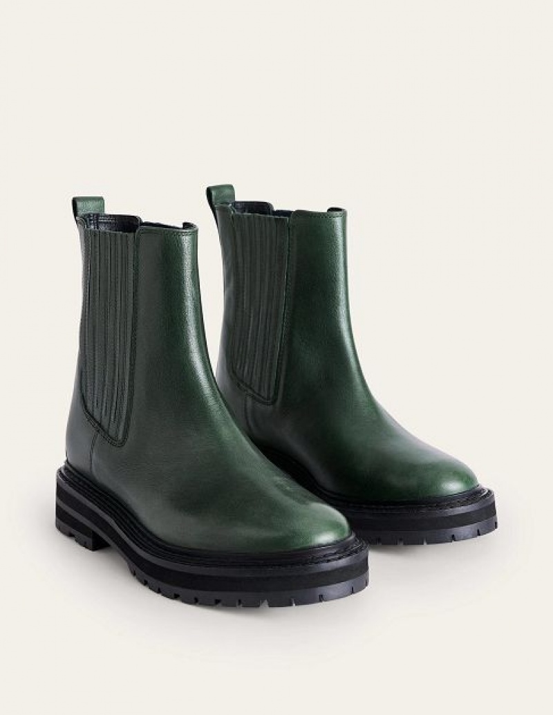 Green Women's Boden Sadie Chunky Chelsea Boots | 91584NBFL