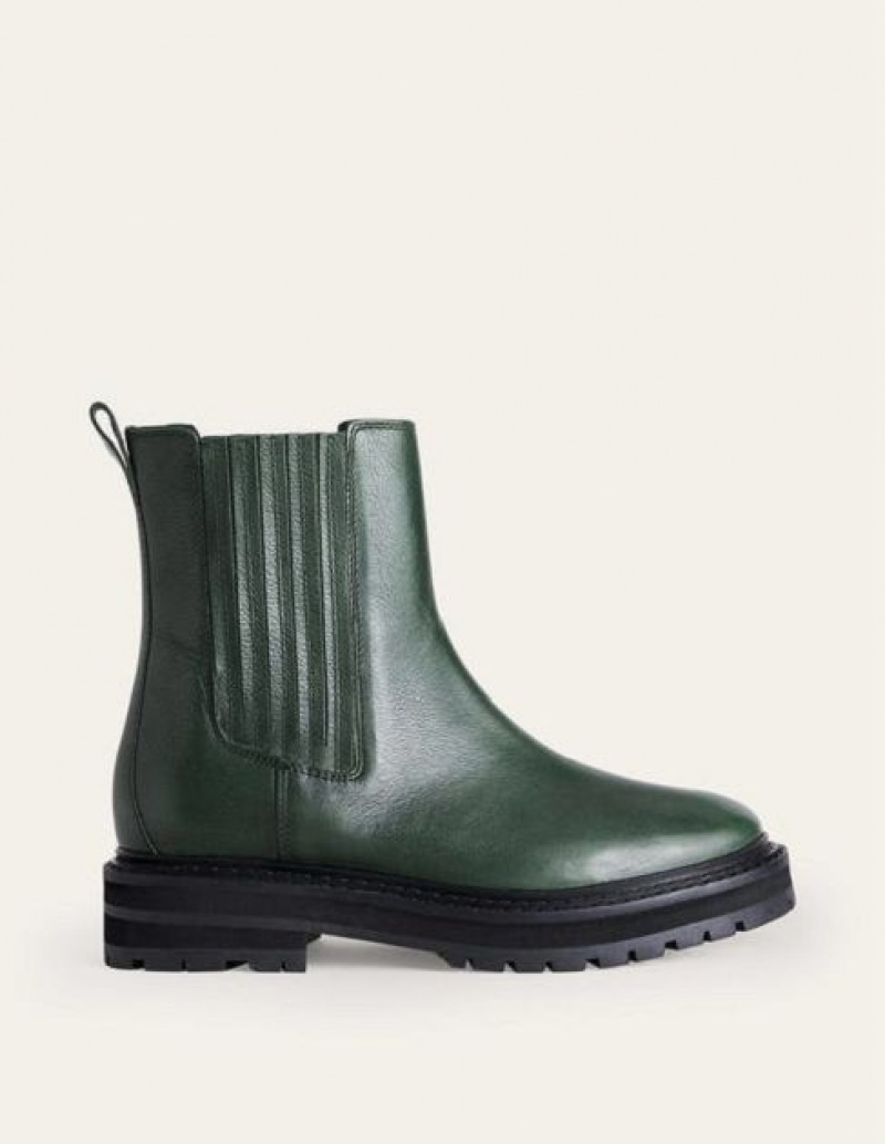 Green Women's Boden Sadie Chunky Chelsea Boots | 91584NBFL