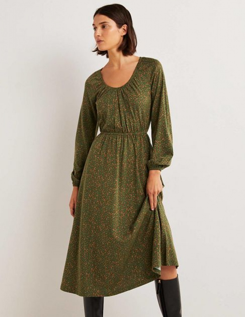 Green Women's Boden Scoop Neck Jersey Midi Dress | 26751THDF