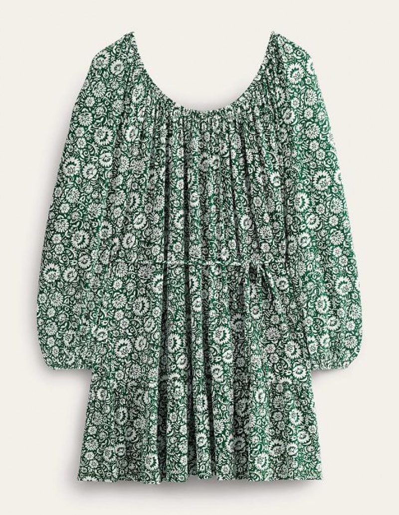 Green Women's Boden Scoop Tiered Jersey Mini Dress | 31745XCQR