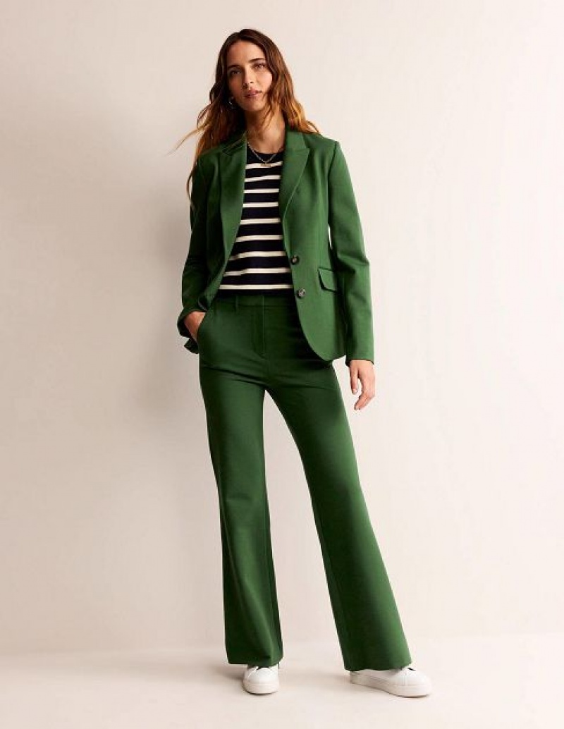 Green Women's Boden Semi Fitted Jersey Blazers | 12854GZLB