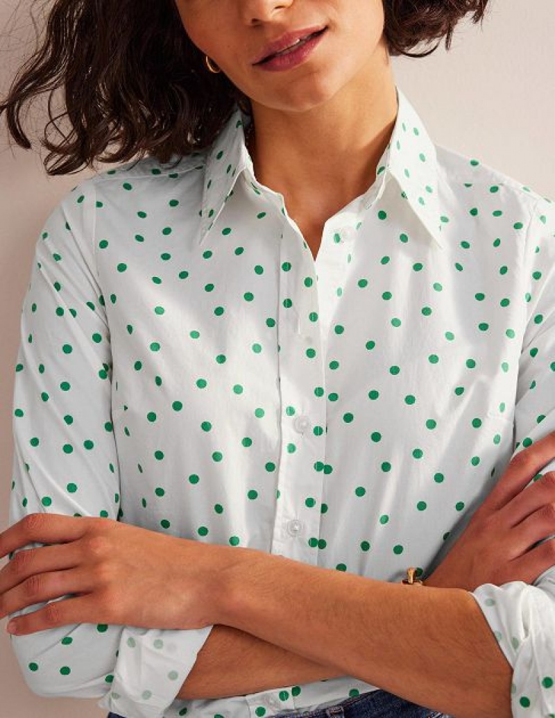 Green Women's Boden Sienna Cotton Shirts | 08715SITG