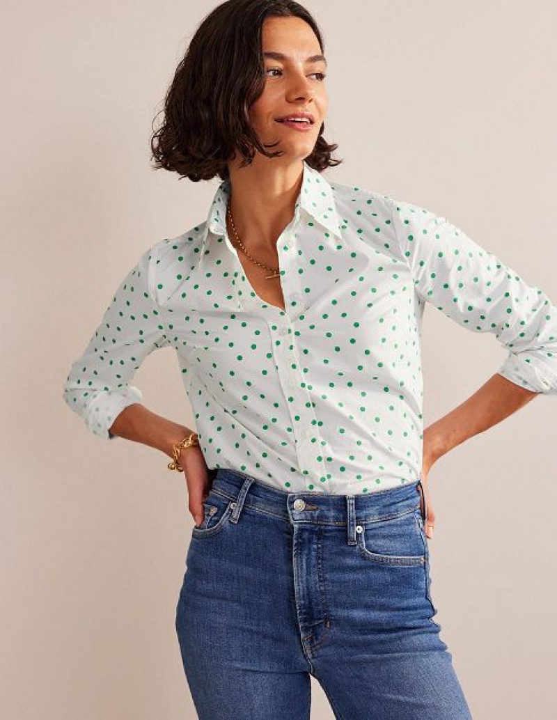 Green Women's Boden Sienna Cotton Shirts | 08715SITG