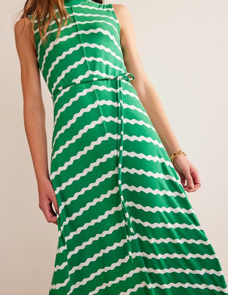 Green Women's Boden Sleeveless Jersey Midi Dress | 32976RTAO