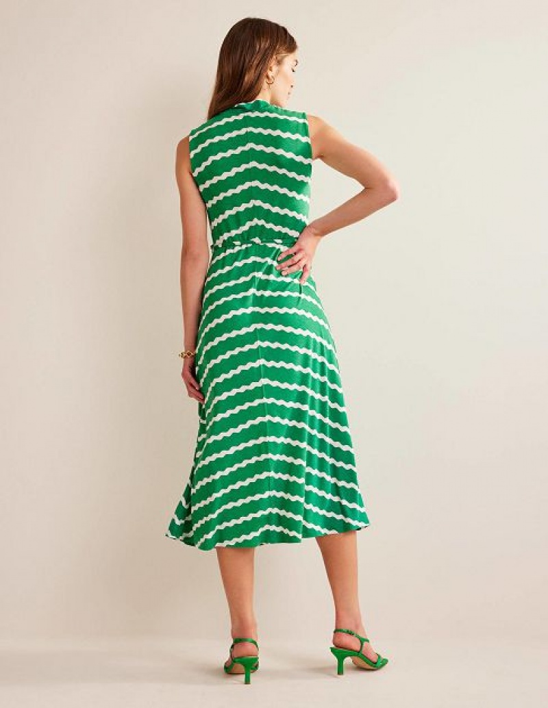 Green Women's Boden Sleeveless Jersey Midi Dress | 32976RTAO