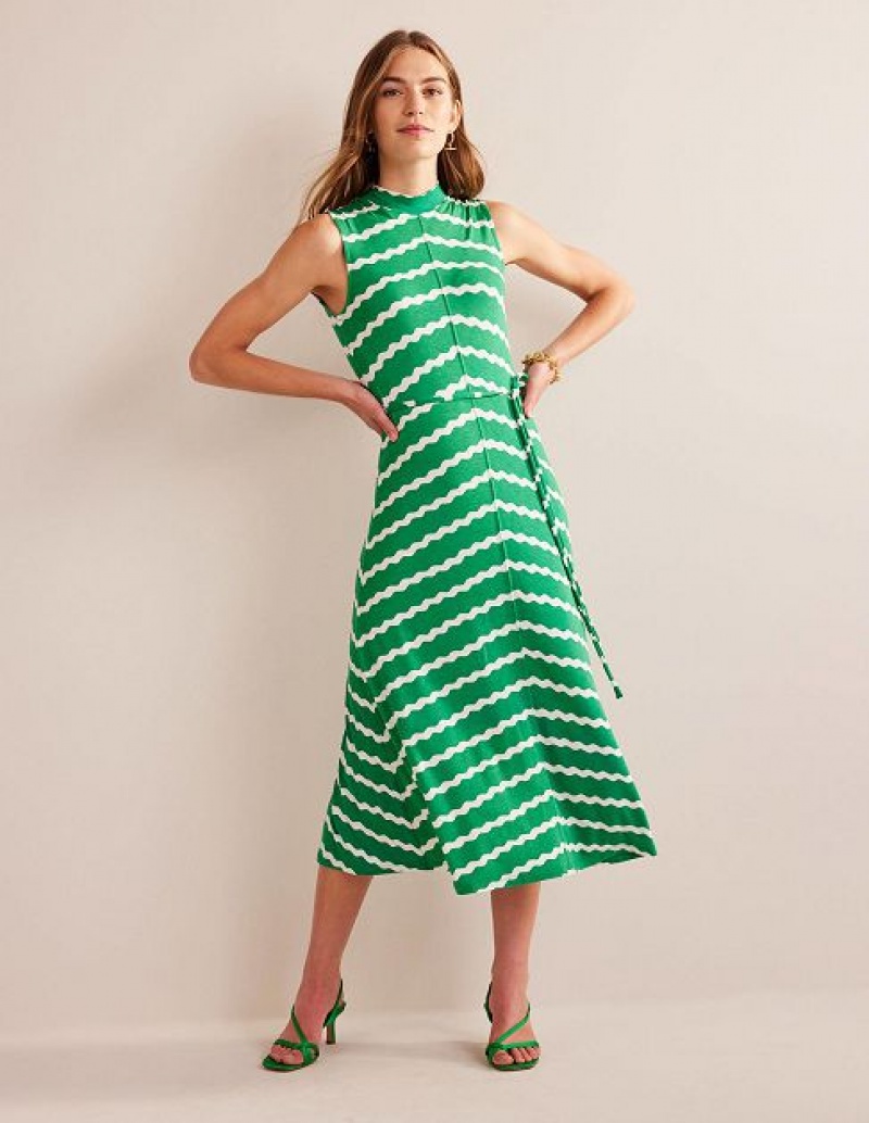 Green Women's Boden Sleeveless Jersey Midi Dress | 32976RTAO