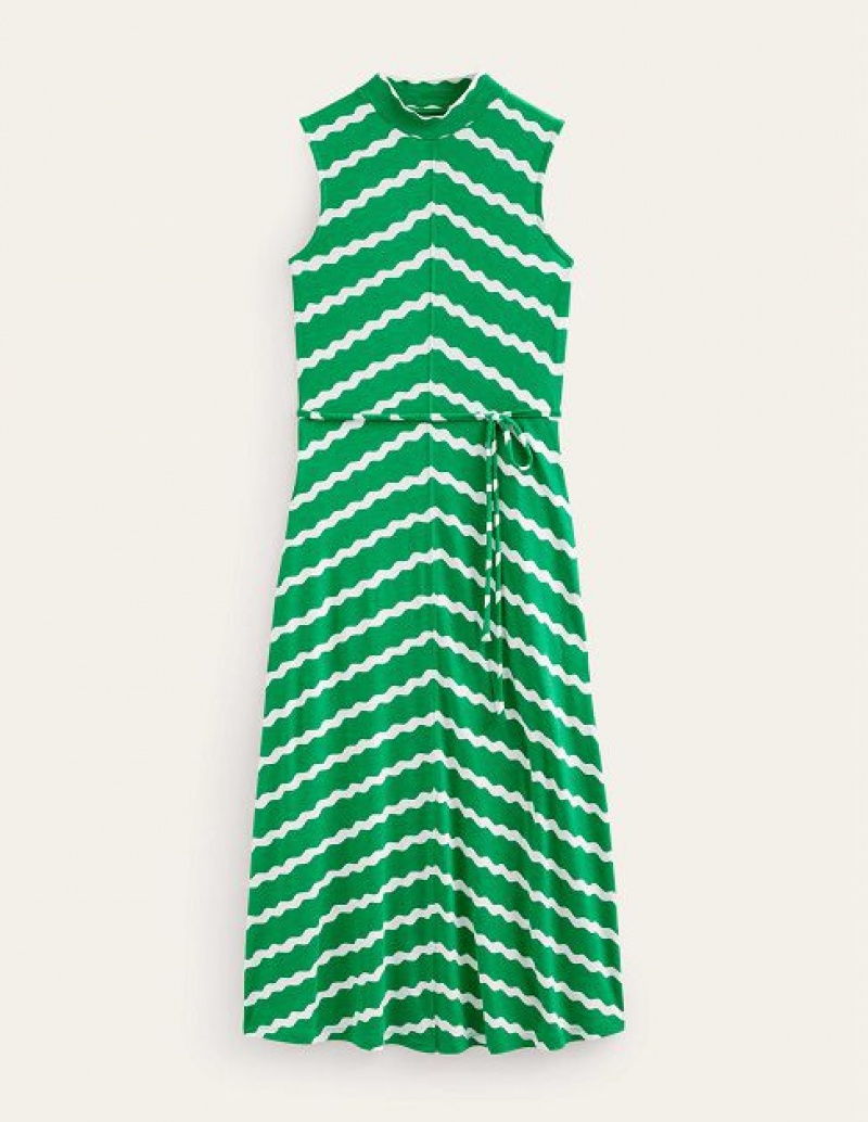 Green Women's Boden Sleeveless Jersey Midi Dress | 32976RTAO