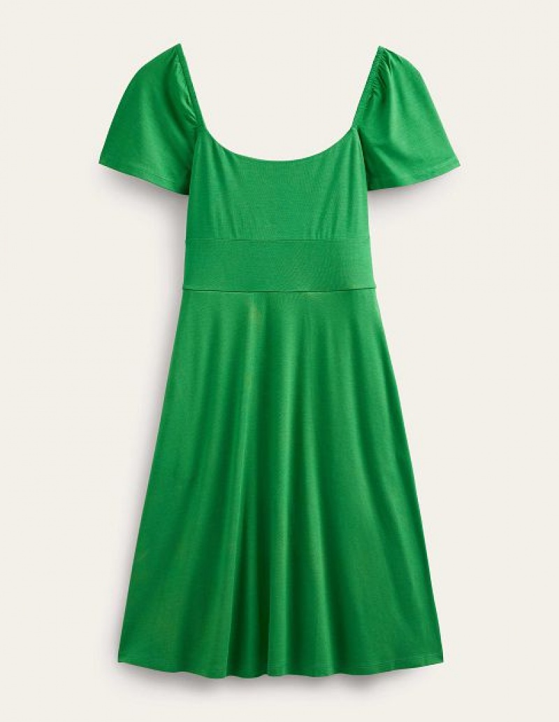 Green Women's Boden Square Neck Jersey Mini Dress | 93162JRIH