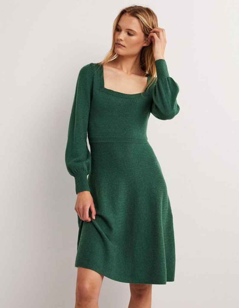 Green Women\'s Boden Square Neck Knitted Dress | 92054DHYE