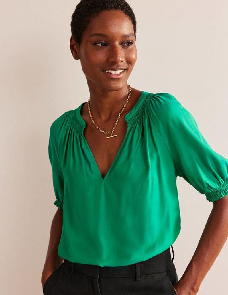 Green Women's Boden Stella Tops | 32149EGTJ