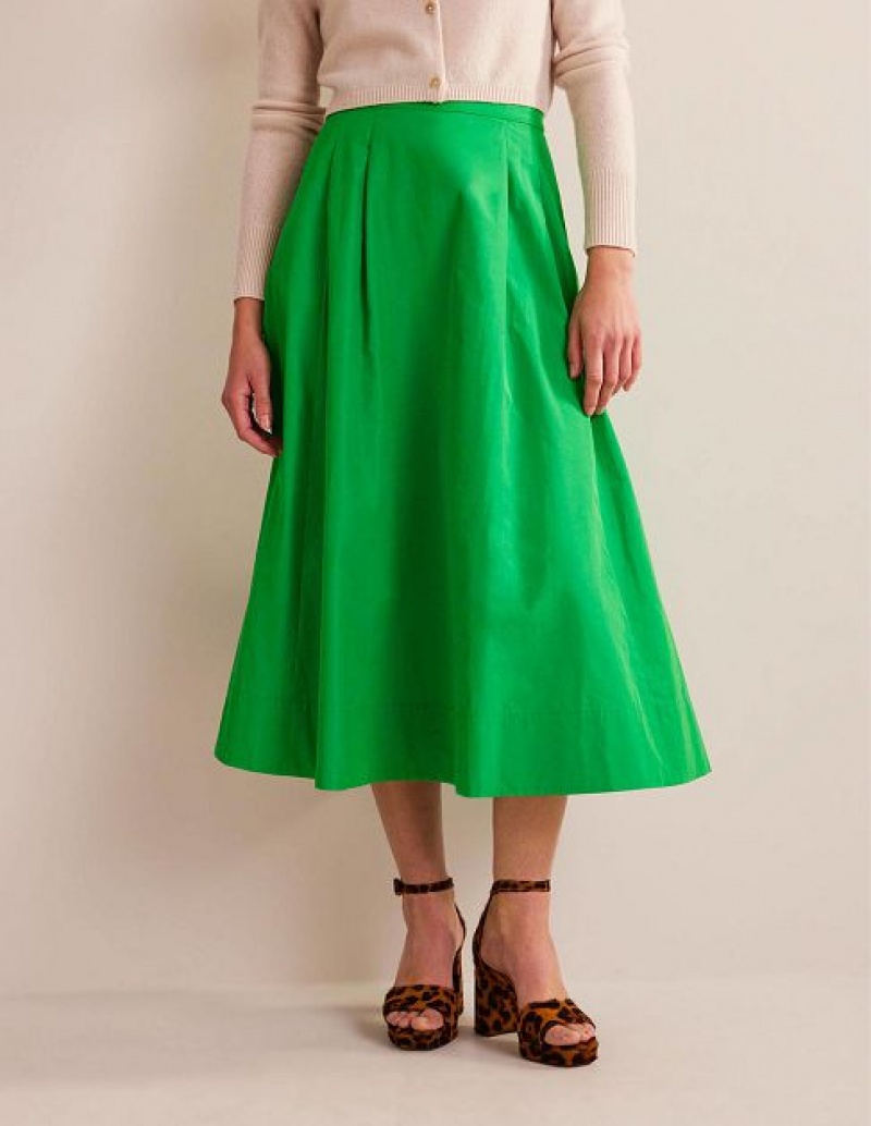 Green Women's Boden Taffeta Pull-on Skirts | 80251SOAR