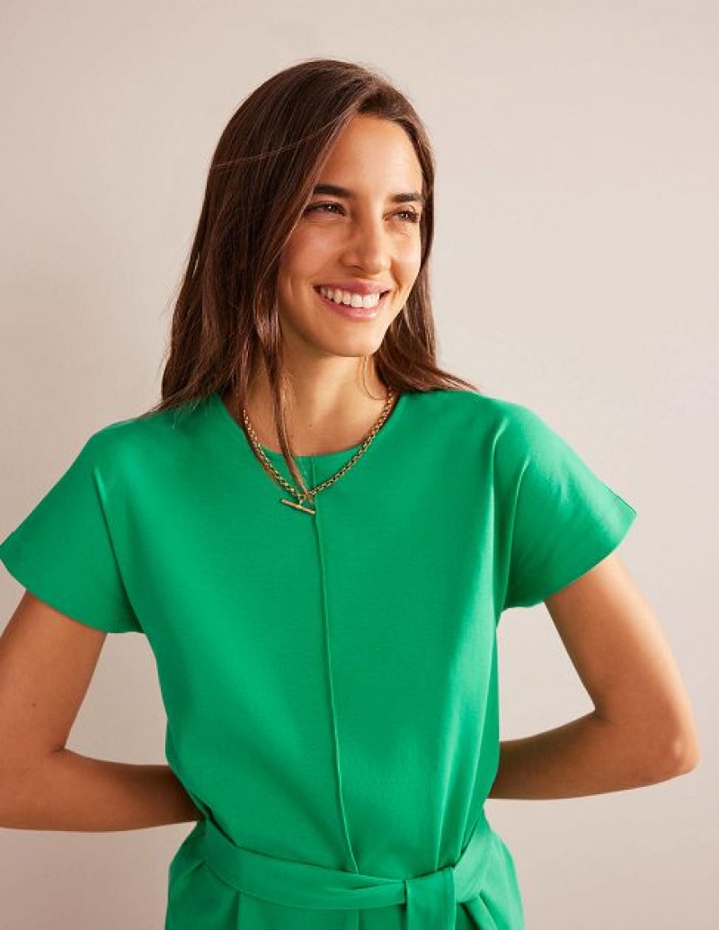 Green Women's Boden Tara Jersey Shirt Dress | 83920TCMD