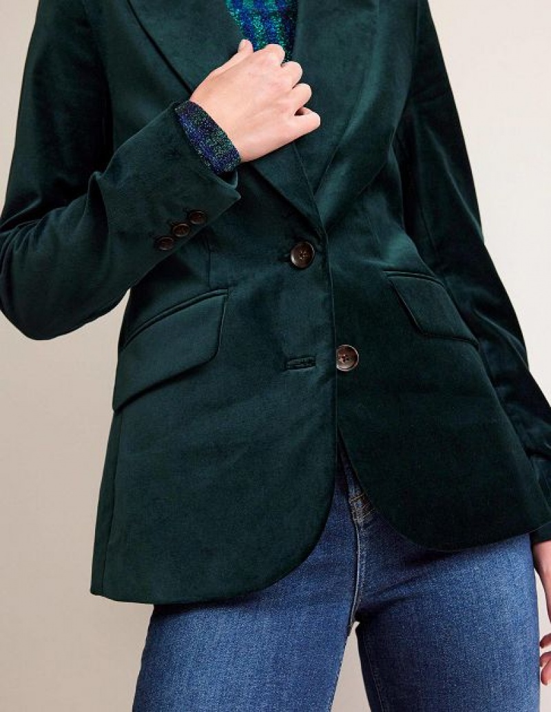 Green Women's Boden The Marylebone Velvet Blazers | 23457PKBM