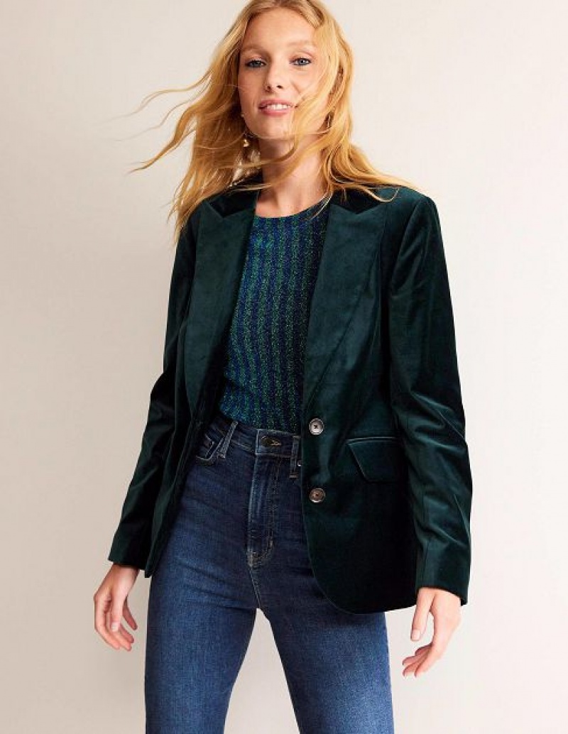 Green Women's Boden The Marylebone Velvet Blazers | 23457PKBM