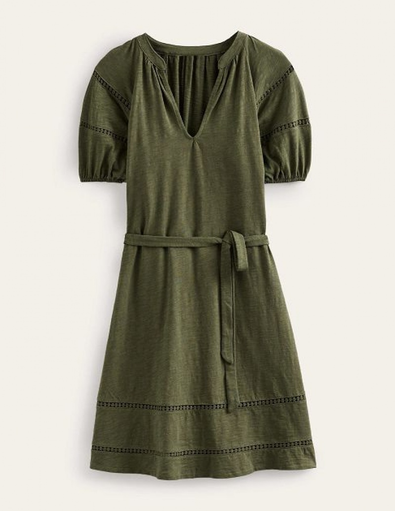 Green Women's Boden Trim Detail Jersey Dress | 92013XVAG