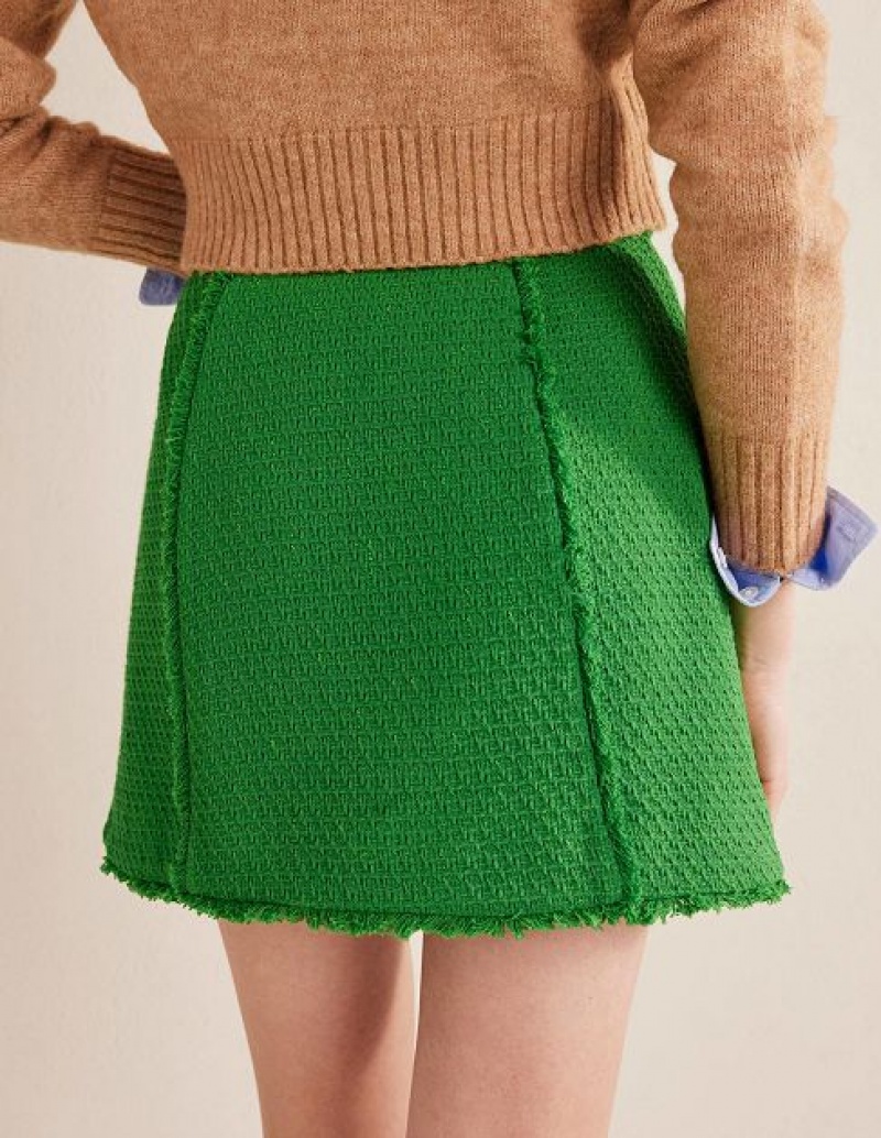 Green Women's Boden Tweed Interest Skirts | 40368GVJH