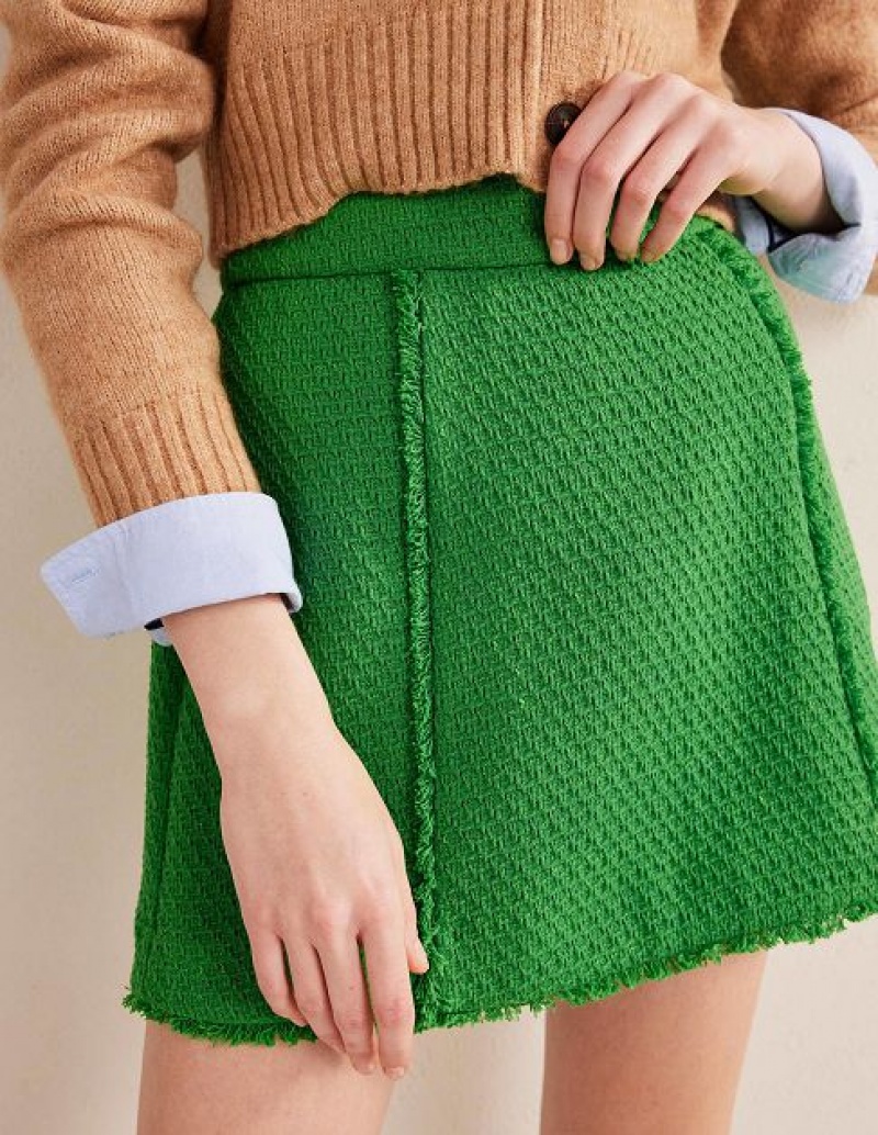 Green Women's Boden Tweed Interest Skirts | 40368GVJH