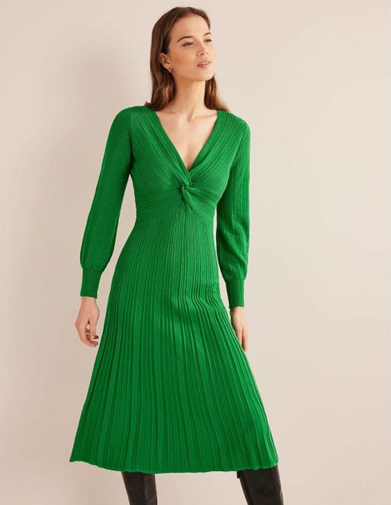 Green Women's Boden Twist Front Midi Dress | 29348JKDR