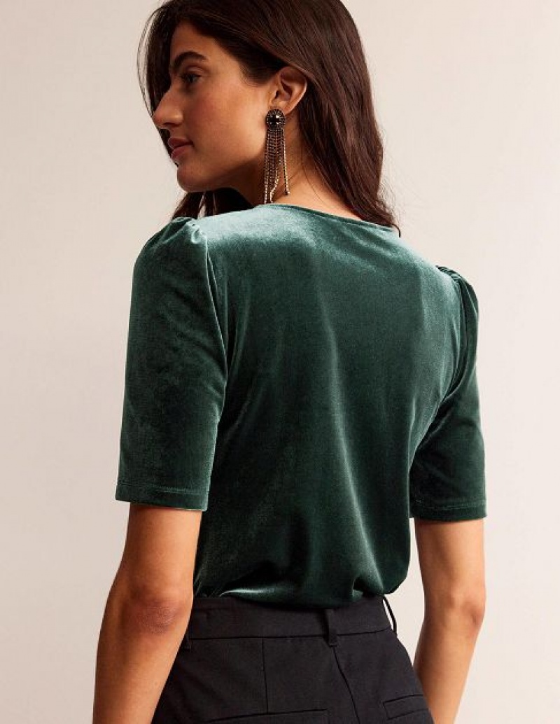 Green Women's Boden Velvet T-Shirt | 03915CEFX