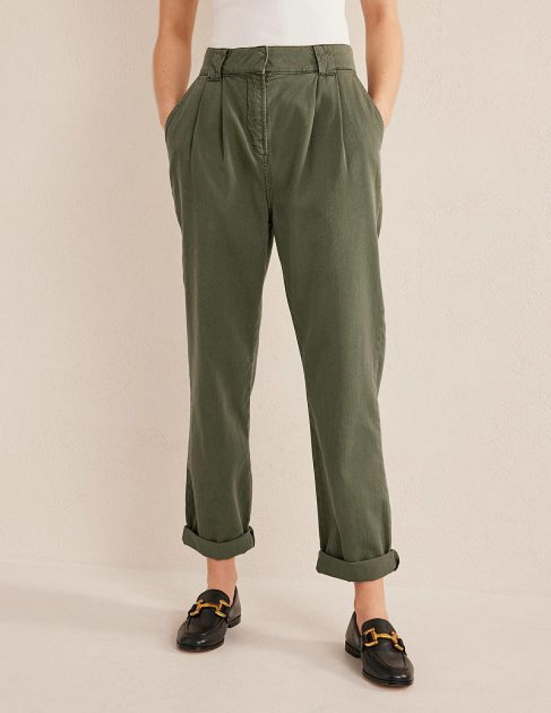 Green Women's Boden Washed Cotton Casual Pants | 36512IKHV