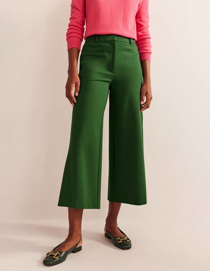 Green Women's Boden Wide-leg Ponte Culottes Pants | 10329SJVI