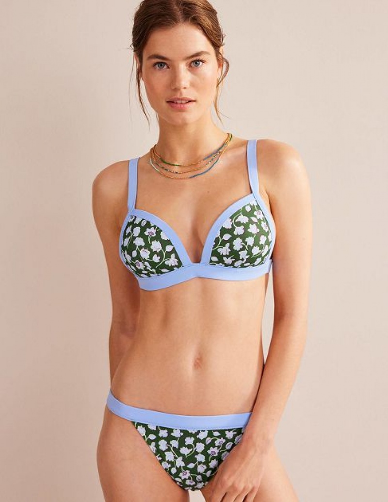 Green / Blue Women's Boden Triangle Panelled Bikini Tops | 56043JGEU