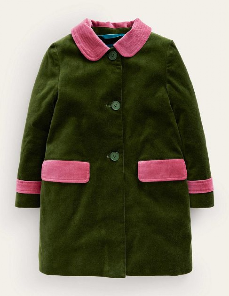 Green / Pink Kids' Boden Velvet Smart Coats | 94365HYDU