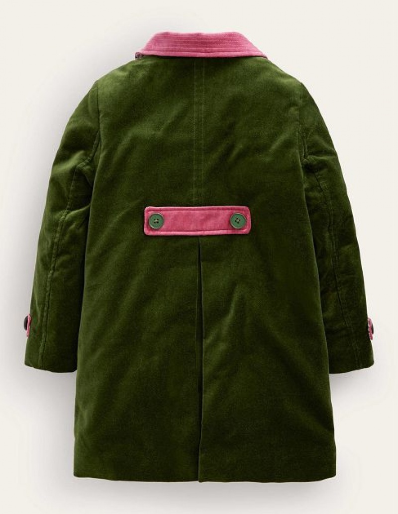 Green / Pink Kids' Boden Velvet Smart Coats | 94365HYDU