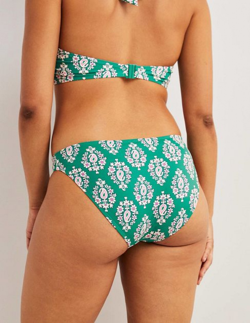 Green / Pink / White Women's Boden Classic Bikini Bottoms | 08946BQWV