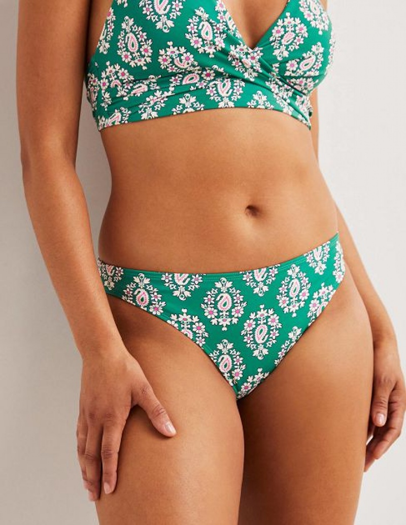 Green / Pink / White Women's Boden Classic Bikini Bottoms | 08946BQWV