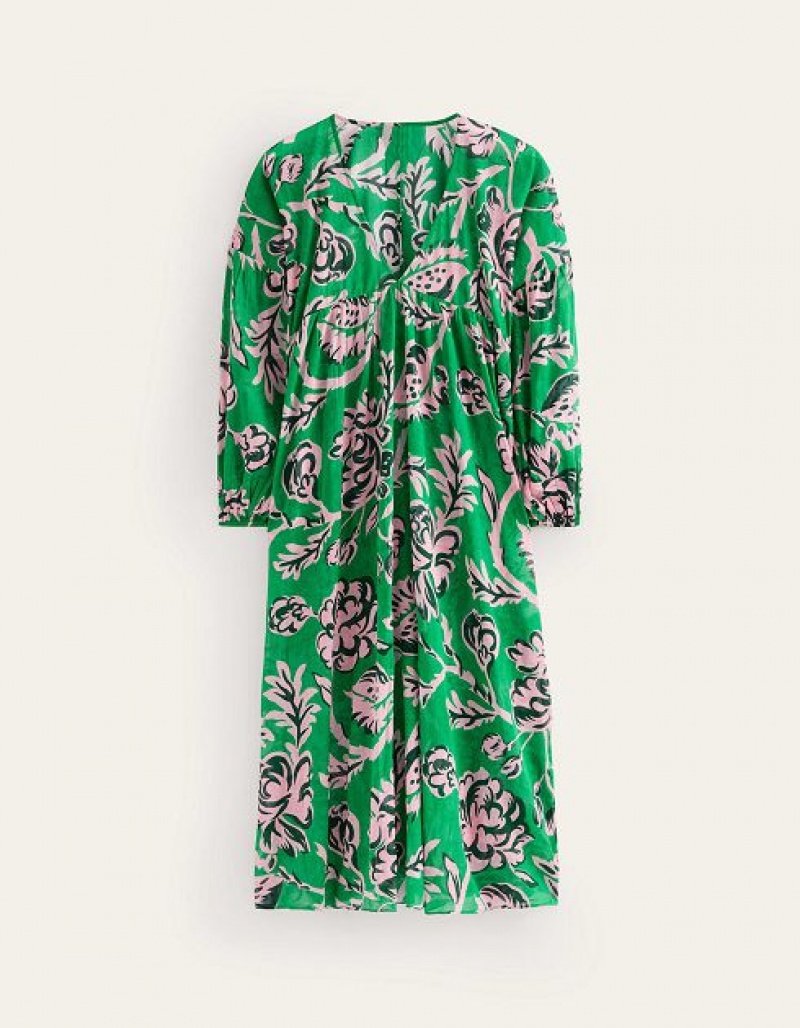 Green / Rose Pink Women's Boden Sarah Maxi Kaftan Dress | 09473ZABL