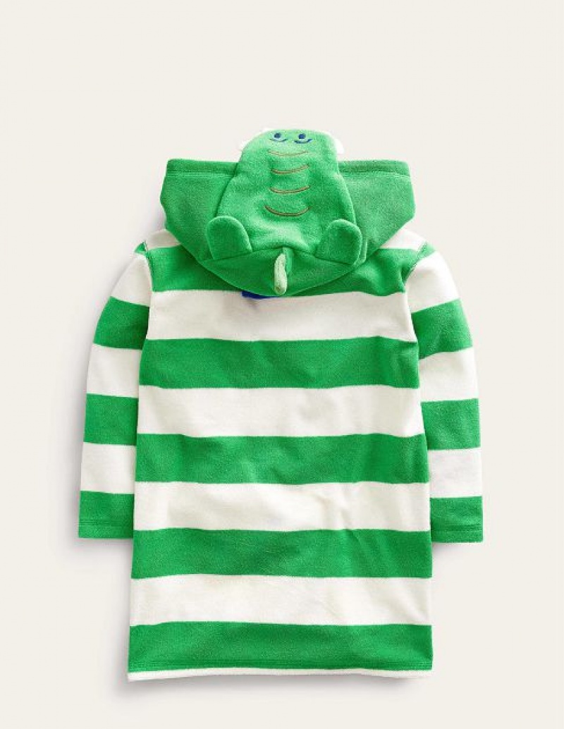 Green / White Kids' Boden Appliqué Towelling Throw-on T-Shirt | 03279MSRC