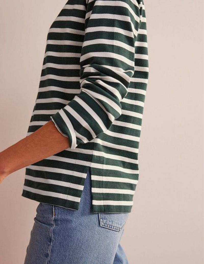 Green / White Women's Boden Sophie Breton Tops | 43716IKRO