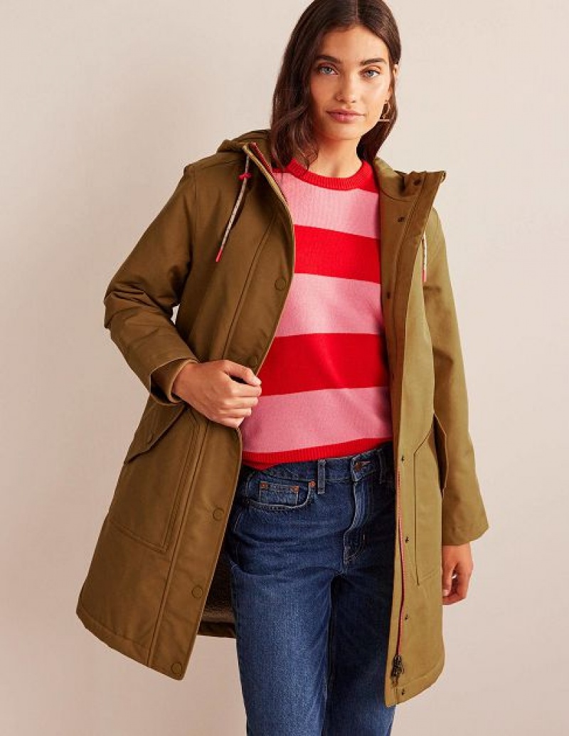 Grey Brown Women\'s Boden Chiltern Parka Jackets | 54102OKSE