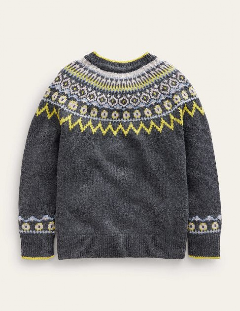 Grey Kids' Boden Graphic Fair Isle Sweaters | 38569BYUL