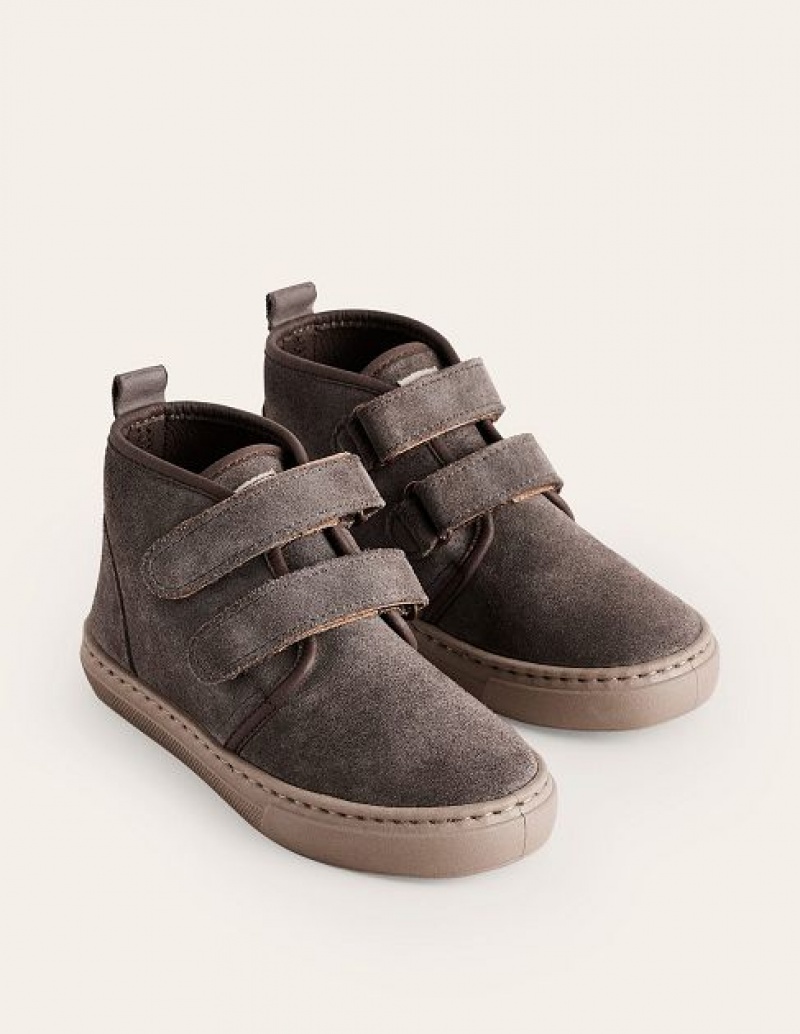 Grey Kids' Boden Suede Strap Boots | 12765KBPH