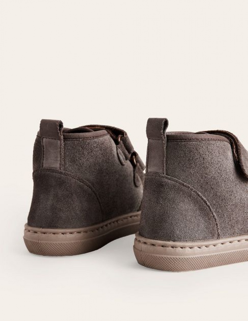 Grey Kids' Boden Suede Strap Boots | 12765KBPH