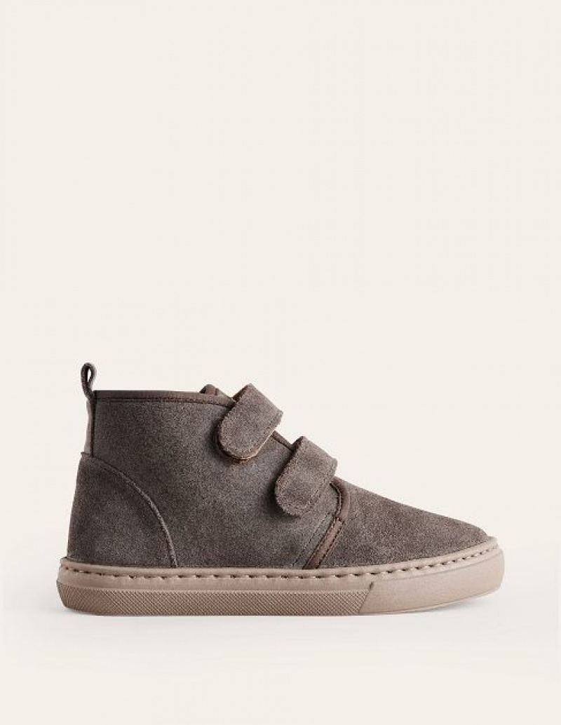 Grey Kids\' Boden Suede Strap Boots | 12765KBPH