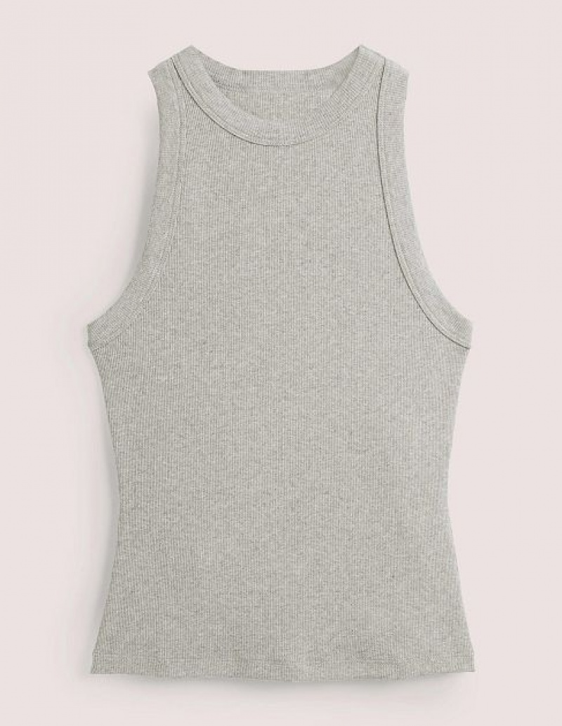 Grey Women's Boden Cotton Ribbed Jersey Tanks | 53870RLAY