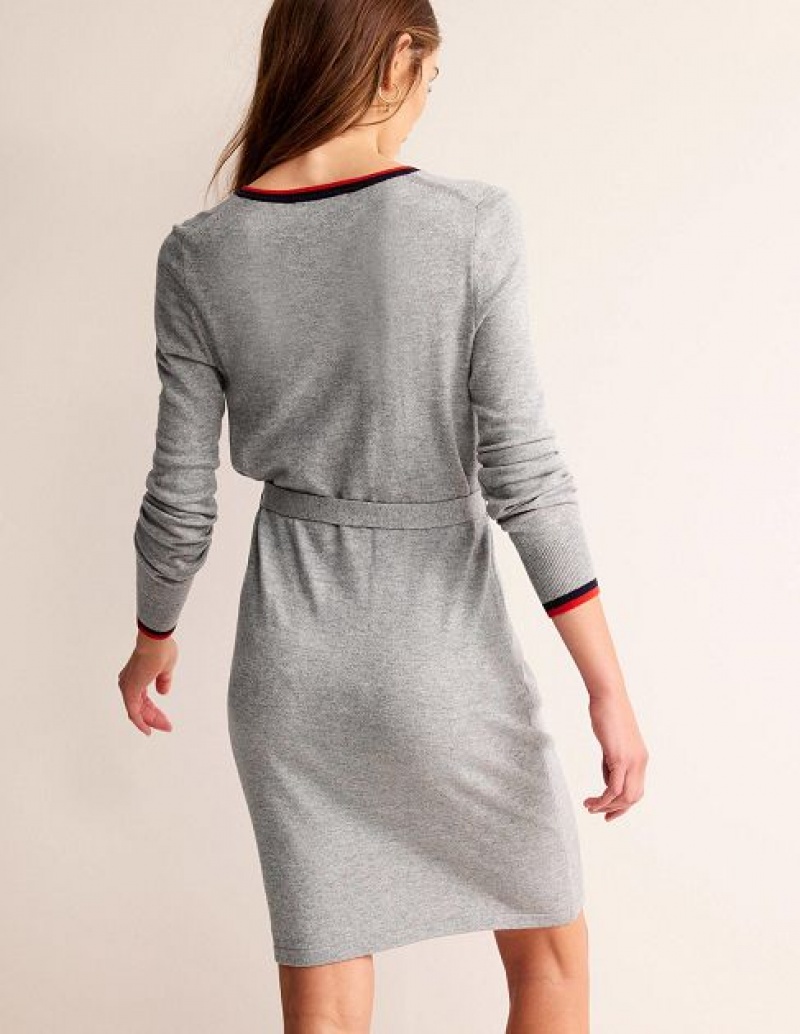 Grey Women's Boden Gemma Henley Knitted Dress | 38591SJRK