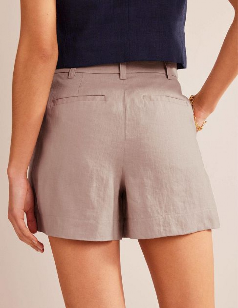 Grey Women's Boden Tailored Linen Shorts | 35290MHLI