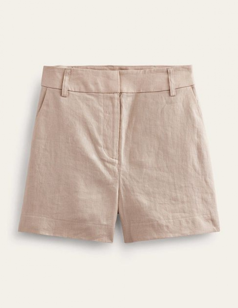 Grey Women's Boden Tailored Linen Shorts | 35290MHLI