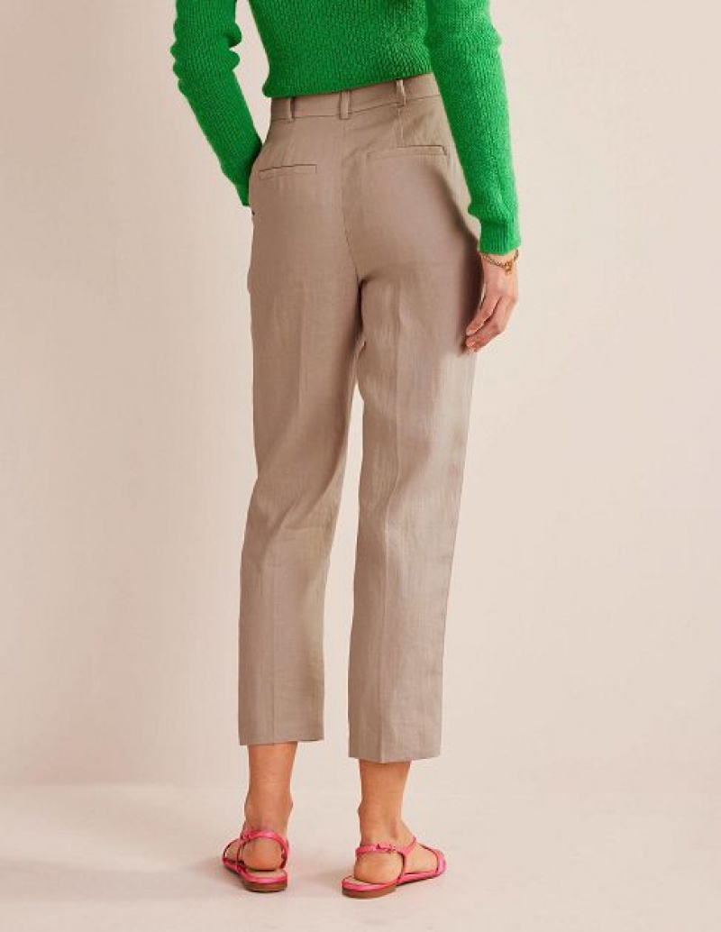 Grey Women's Boden Tapered Linen Pants | 38562TFCE