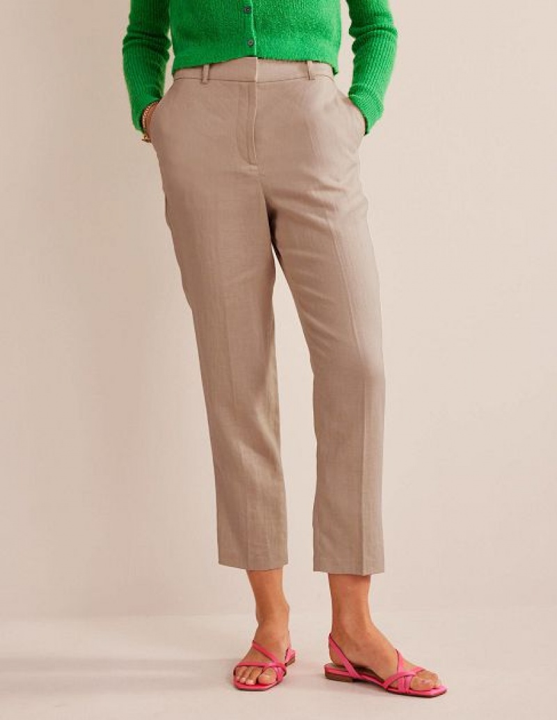 Grey Women's Boden Tapered Linen Pants | 38562TFCE