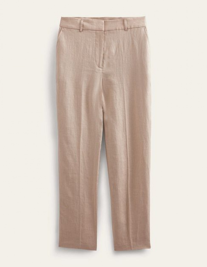 Grey Women's Boden Tapered Linen Pants | 38562TFCE