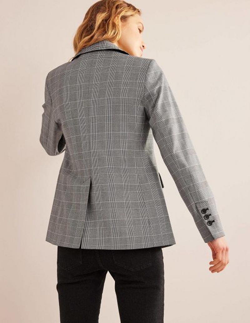 Grey Women's Boden The Cambridge Check Blazers | 46195GVEO