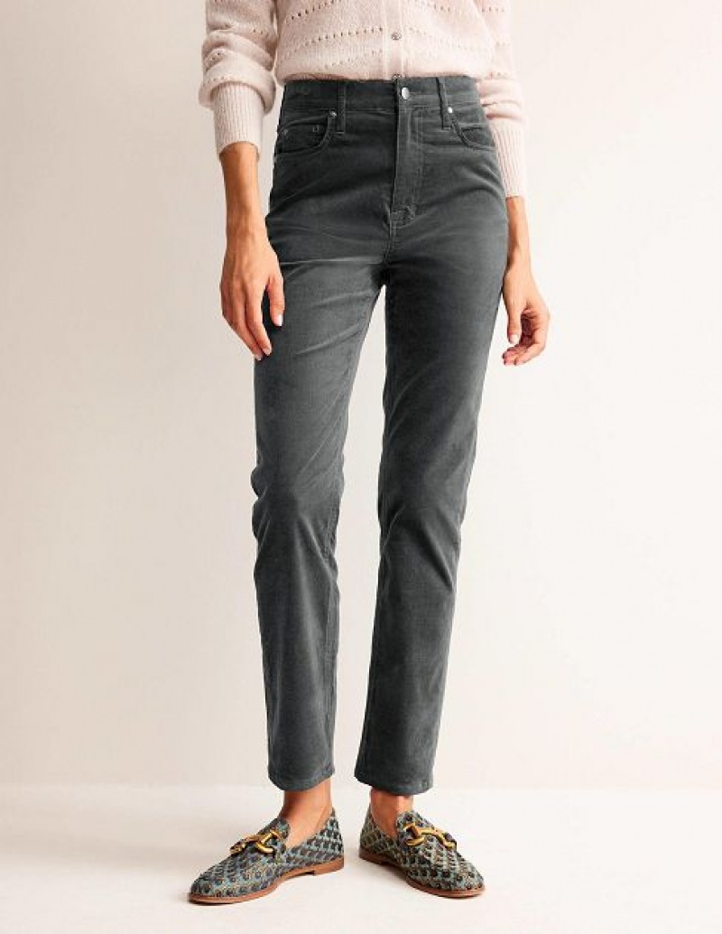 Grey Women's Boden Velveteen Slim-straight Jeans | 50836JNTP