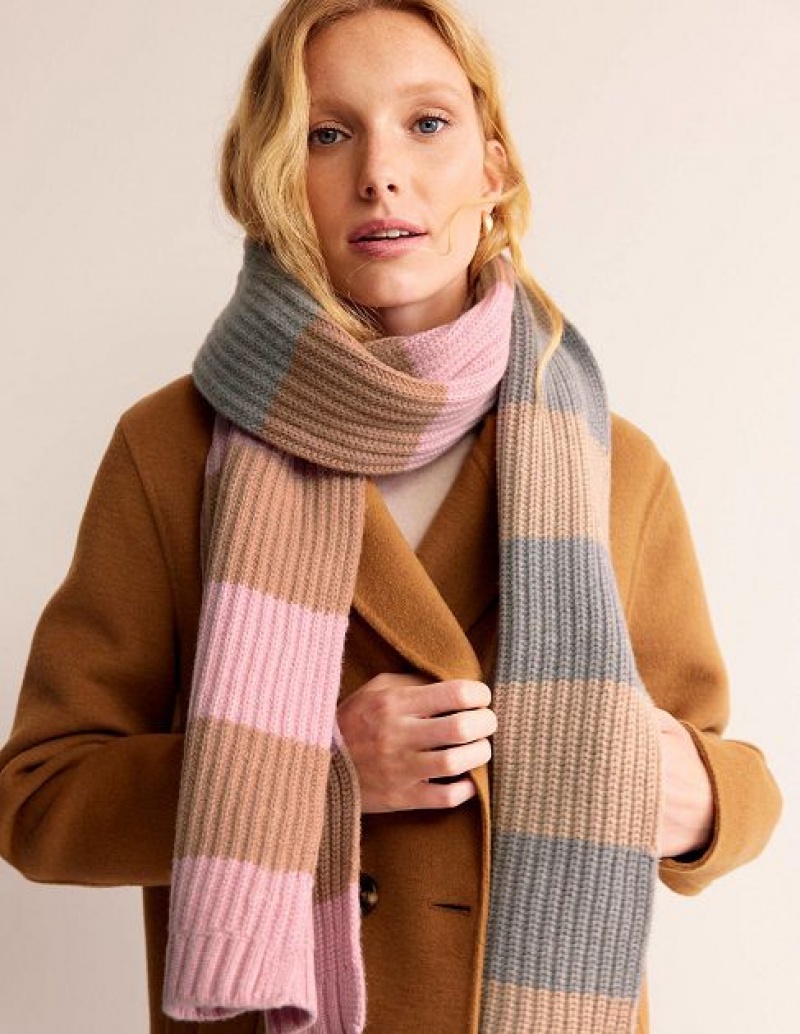 Grey / Pink White Women's Boden Hotch Potch Scarf | 96058FRVQ