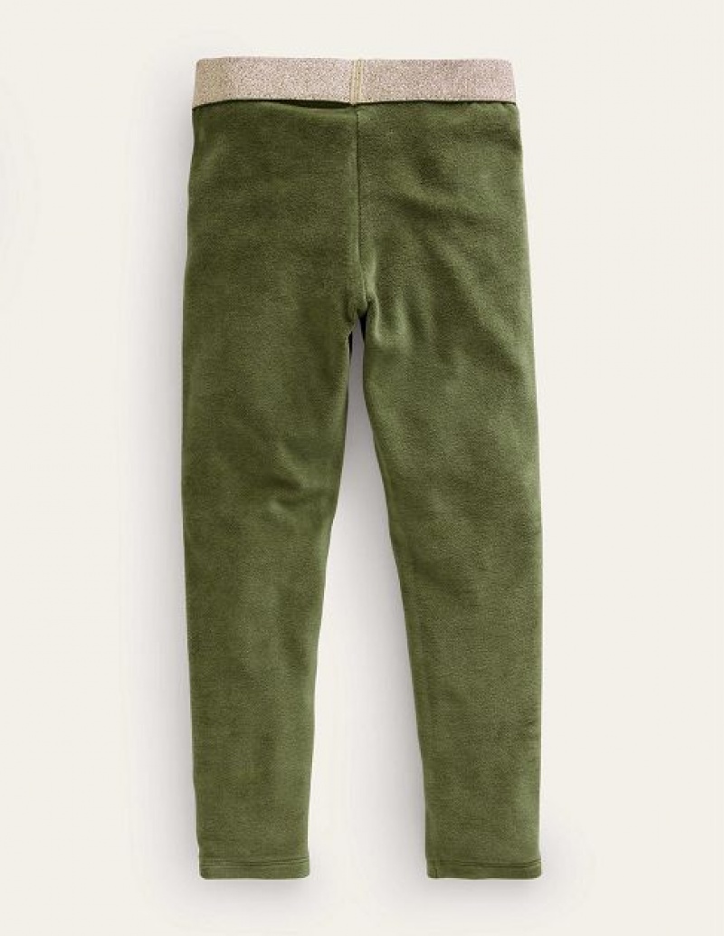 Khaki Green Kids' Boden Velvet Leggings | 63491FWTL