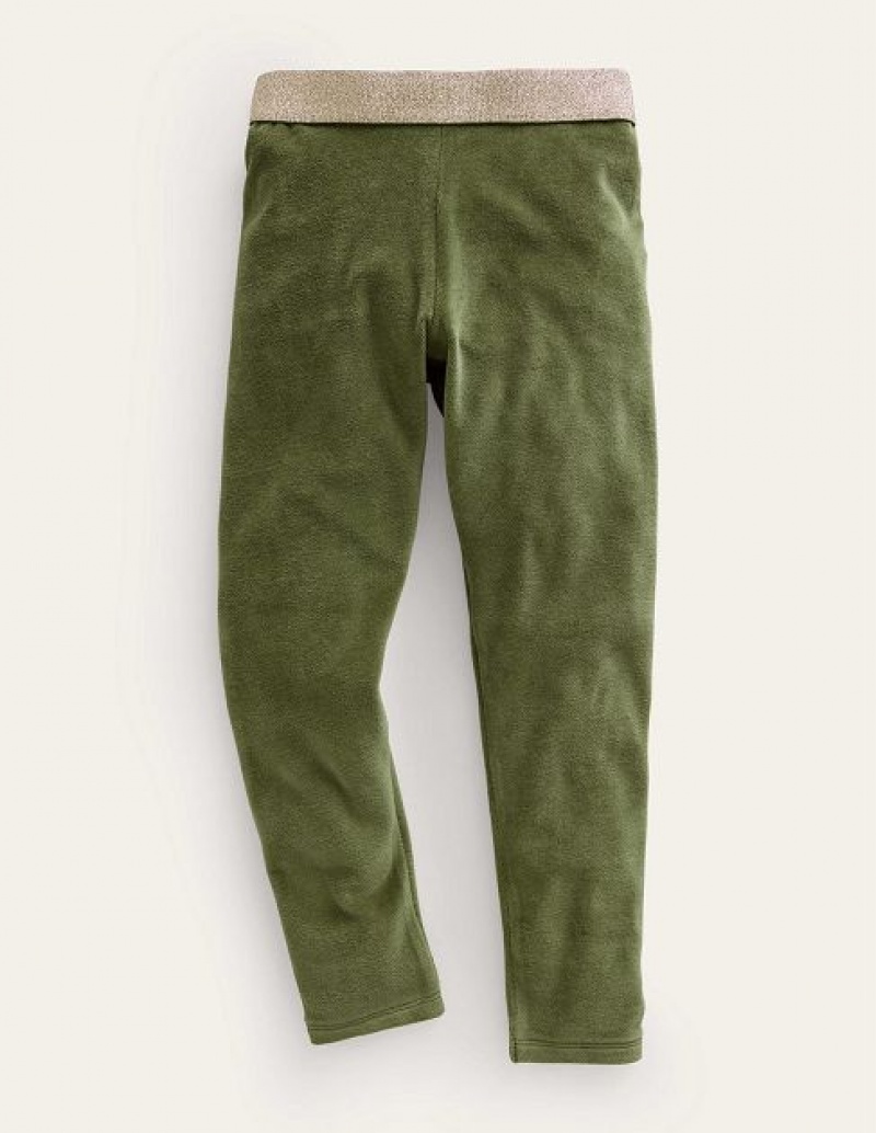 Khaki Green Kids\' Boden Velvet Leggings | 63491FWTL